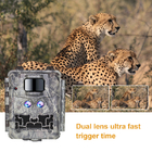 กล้องเทรล Fast Trigger 0.25s กล้องล่าสัตว์อินฟราเรด Dual Lens DC12V Wildlife camera