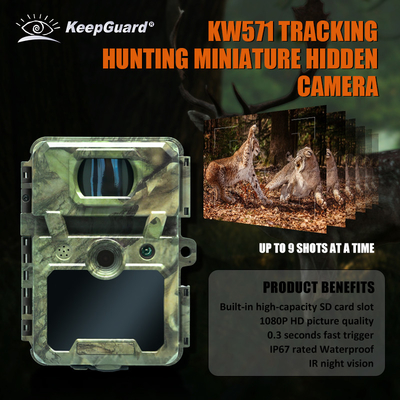 KW571 โรงงาน OEM ODM Mini Wildlife Scouting Timelapse Trail Camera IP67 เครื่องรับสัญญาณ CMOS ไม่มีแสงสว่างและความจํา SD ภาพกลางคืน