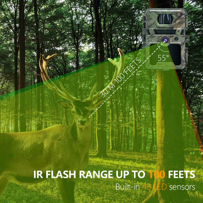 KW571 โรงงาน ODM Mini Wildlife Scouting Timelapse Trail Camera IP67 เครื่องตรวจจับ CMOS ไม่มีแสงสว่างและ SD M
