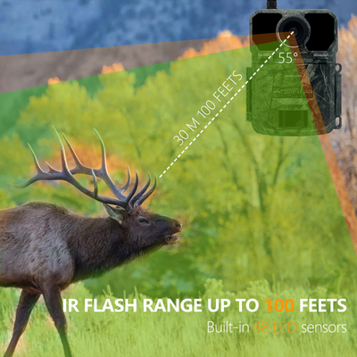 32MP 4G Trail Camera พร้อมเวลากระตุ้น 0.2s รวดเร็ว และรูป / วิดีโอ / รูปภาพวีดีโอโหมดสําหรับ Versatile
