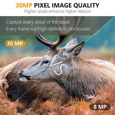 KW696 กล้องล่ากลางแจ้งกล้องเลนส์คู่ 30MP ไม่มีแสงสว่างกล้องรอย 1080p มุมมองกลางคืน 512G สําหรับ