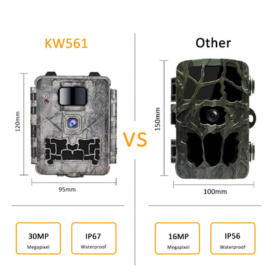 KW561 Trail Infra Cam Mini 30MP 0.25s ความเร็ว 4K ความละเอียดวิดีโอ เครื่องตรวจจับ CMOS กันน้ํา SD Me