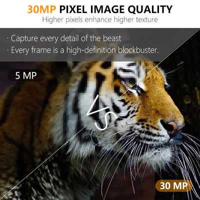 เวลากระตุ้นรวดเร็ว กล้องล่า 30MP พร้อมรูปวีดีโอและรูปวีดีโอโหมดสําหรับการติดตามสัตว์ป่า กล้องล่า HD