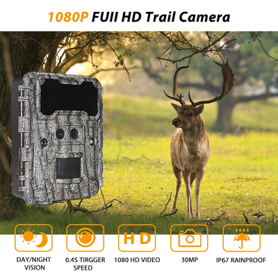 กล้องล่า 30MP HD พร้อมระบบมองเห็นกลางคืน LED ไม่มีแสงสว่าง และฟังก์ชัน PIR สําหรับการเฝ้าระวังสัตว์ป่า