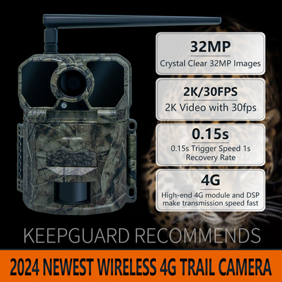 2025 สุดยอดใหม่ KW896 แอนเทนนา 100 ฟุต ระยะทางกลางคืน 32MP 2K กล้องล่า GSM สําหรับ 4G วิจัยสัตว์ป่าสําหรับ Trail กล้อง