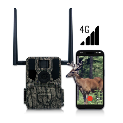 กล้องล่าและติดตามกล้องวงจรแสงอาทิตย์ 4G กล้องไร้สาย KW897 ด้วยแอนเทนนาคู่ 100 ฟุต ระยะกลางคืน 36MP วิดีโอ 2K ที่ 30fps
