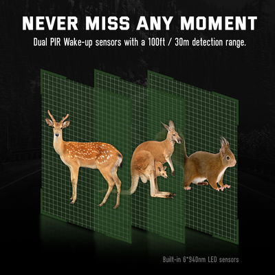 กล้องล่าสัตว์ HD เลนส์คู่ 32MP เกม 4K ไม่มีกล้องสัตว์ป่าเรืองแสง