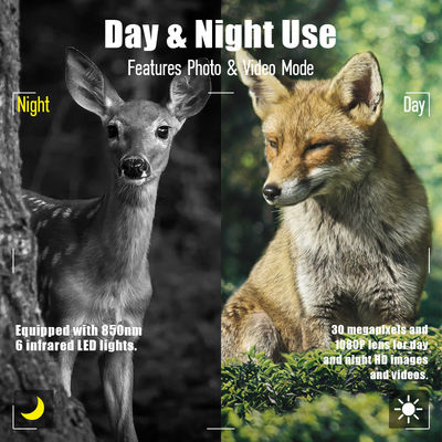 กล้องสัตว์ป่าความละเอียดเซนเซอร์สูง 13MP Cmos Dual Lens Trail Camera