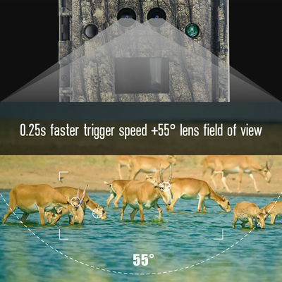 กล้องสัตว์ป่าความละเอียดเซนเซอร์สูง 13MP Cmos Dual Lens Trail Camera