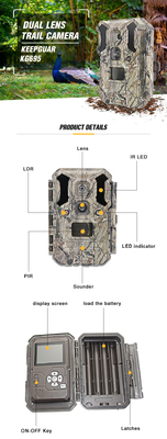 กล้องล่าสัตว์สัตว์ป่า LED อินฟราเรด 30MP 1080P IP66