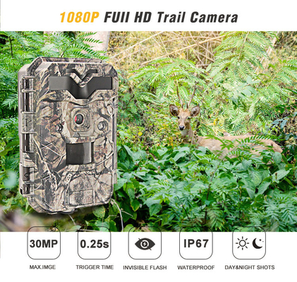กล้องส่องเส้นทางสัตว์ป่าล่าสัตว์ 30MP 1080P HD ไม่มีไฟ LED อินฟราเรดเรืองแสง