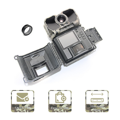 กล้องติดตามสัตว์ป่า GSM MMS สัตว์ป่า CMOS Camo 30MP 4G 1080P กล้องล่าสัตว์
