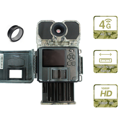 LCD Display 4G Trail Camera โปรแกรม 940nm NO GLOW ICCID FTP SMTP MMS APP การควบคุมอุปกรณ์เสริมล่า
