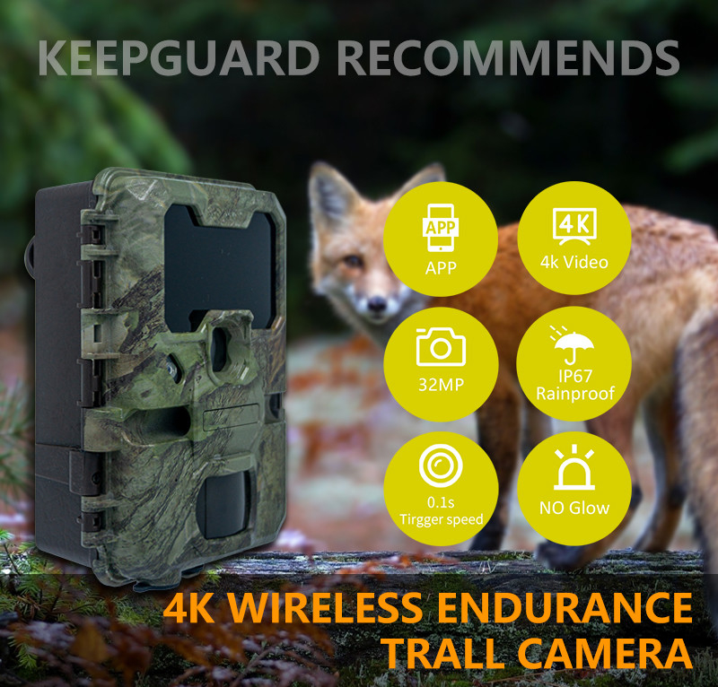 WIFI trail Camera KW866 กันน้ํา IP67 OEM/ODM ขนาดสูงสุด 512GB การเก็บของ SD Memory Card 32MP 4K กล้องสัตว์ป่า